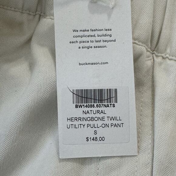 NWT BUCK MASON Women's Herringbone Twill Utility Pull On Pants Size S Natural - Picture 13 of 16